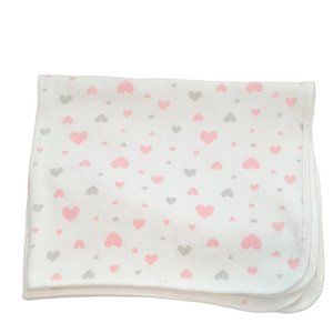 Just Born Pink & Gray Hearts Thermal Waffle Weave Blanket Lovey 22" X 28"